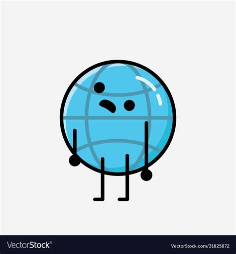Cute Earth Globe Icon Mascot Character In Flat Vector Image
