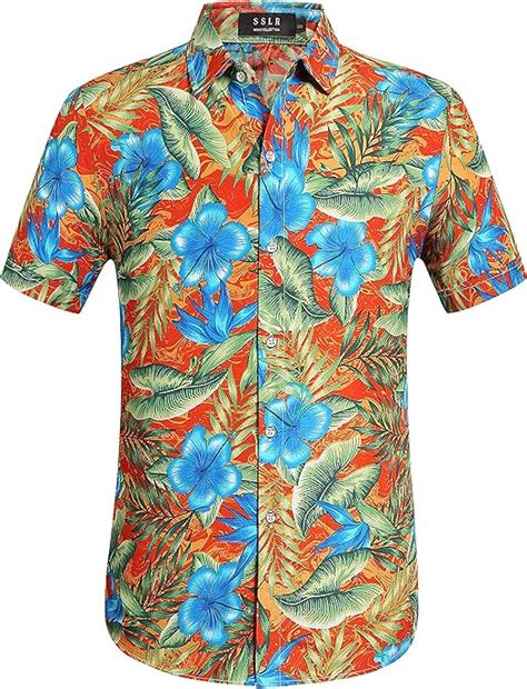 Sslr Camisa Hawaiana Hombre Manga Corta Aloha Luau Casual Tropical Estampado Flores Xxxx Large