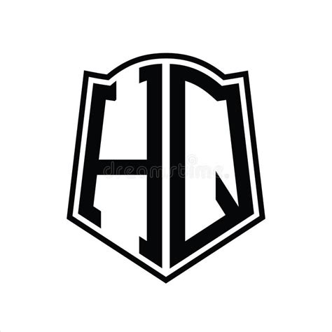 Hq Logo Monogram With Shield Shape Outline Design Template Stock Vector