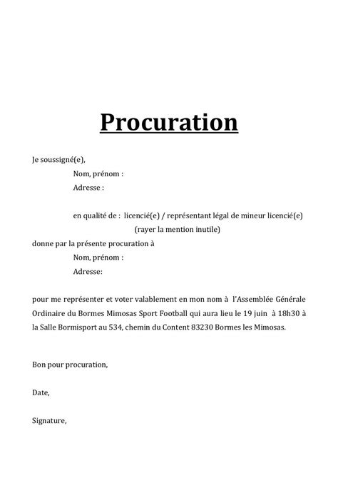 Modèle De Procuration Pour Signature D Un Document  Compartilhando