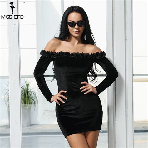 Missord 2018 Women Sexy One Neck Off Shoulder Long Sleeve Dresses Backless Female Solid Color