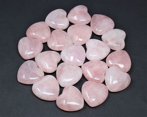 Rose Quartz Hearts 25 Wholesale Bulk Lot 1 Carved Gemstone Puffed Hearts A Grade Crystal