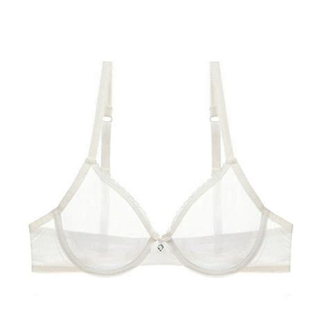 Gecheer See Through Sheer Bra For Women Underwire With Lace Trim Backless Bra Comfort Mesh