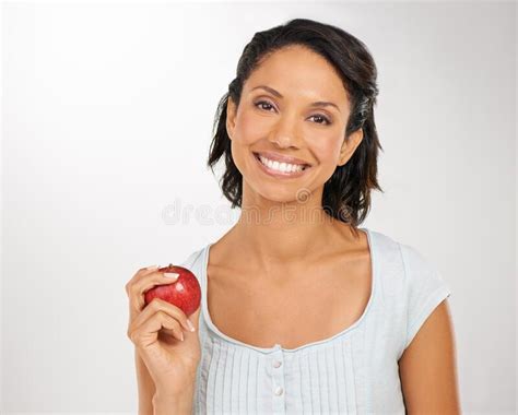 All About The Apple Portrait Of A Young Woman Enjoying A Healthy Snack