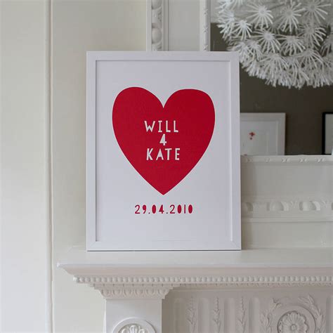Personalised Wedding Heart Name Print By Toby Tiger