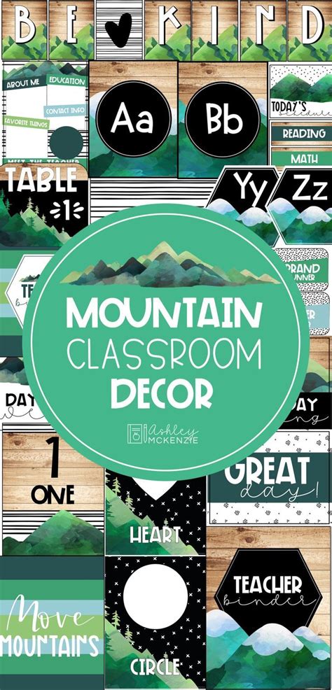 Modern Scandi Mountains Classroom Decor Bundle Elementary Classroom