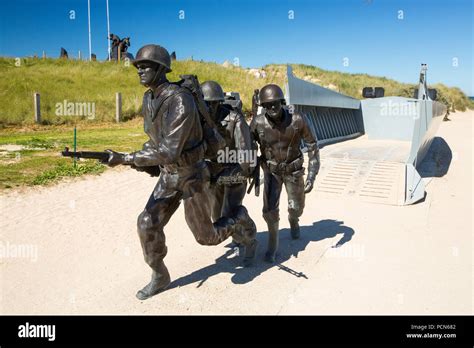 A Memorial To American Soldiers And Higgins Boat Landing Craft At The