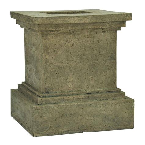 Mpg 16 12 In Square Cast Stone Fiberglass Pedestal Planter In Aged