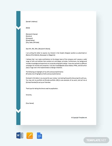 Sample graphic designer cover letters to send with a resume, plus tips on how to write and send your cover letter for graphic designer job. graphic designer job application letter