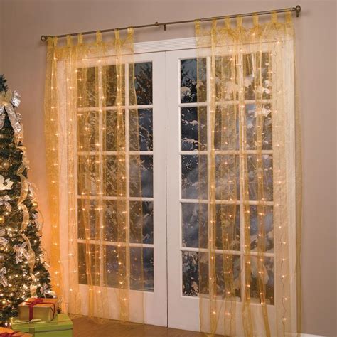 84 Lighted Pre Lit Christmas Light Window Panel Curtains Holiday Decor