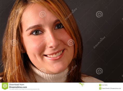 Full Face View Of An Attractive Happy Young Woman Stock Photo Image