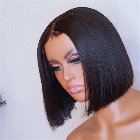 Silky Straight Natural Black Wig Short Bob Synthetic Wig Ombre Etsy