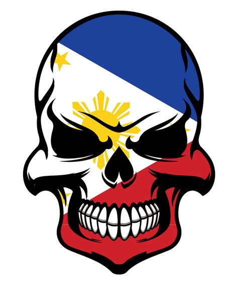 Filipino Flag Skull Art Print By Awesomeart X Small Filipino Flag