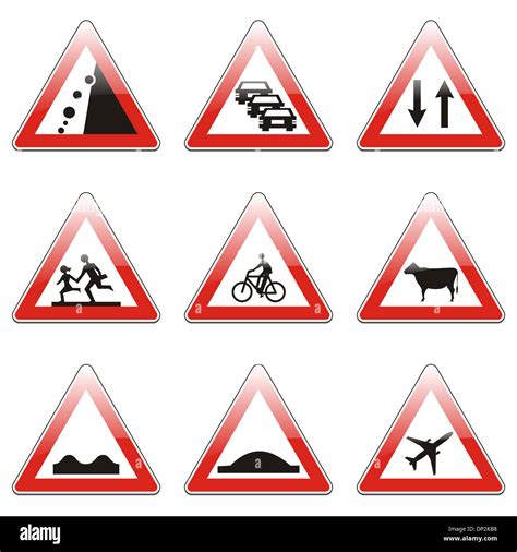 Isolated European Road Signs With Details Stock Photo Alamy