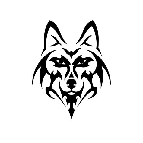 Tribal Wolf Head Logo Tattoo Design Stencil Vector Illustration