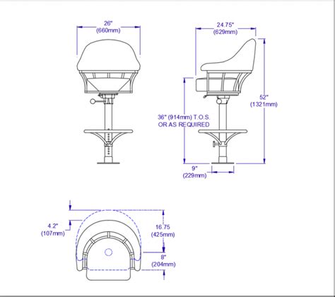 Bar Seat Cad Block Design Details With Dimensions Dwg File Cadbull