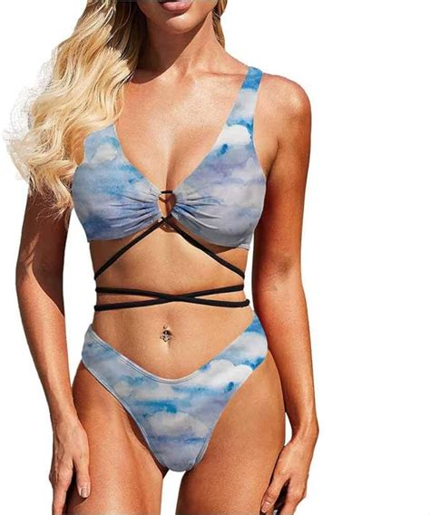 Amazon Com Triangle Bikini Bathing Suits Cloudy Sky Hazy Serene Nice