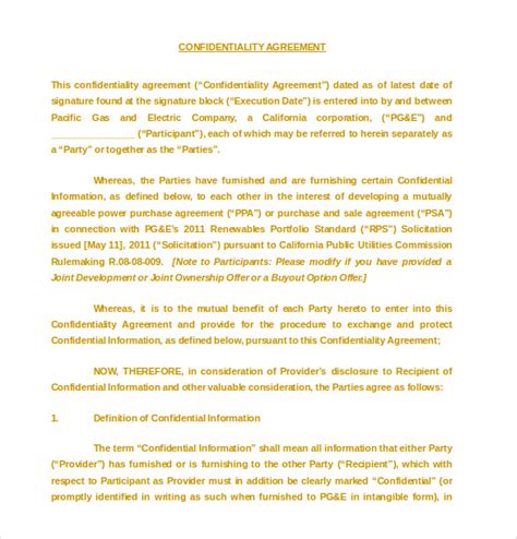 16 Confidentiality Agreement Templates Free Word Pdf Format Download