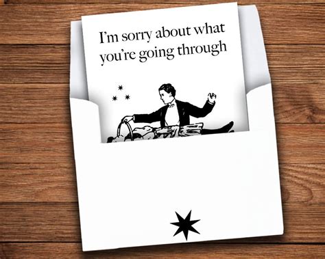 Funny Sympathy Card Retro Magician Design Bad Pun 5x7 Card And Matching