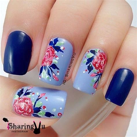 Manicured nails nail polish art design. 44 Lovely Flower Nail Art Design - EcstasyCoffee