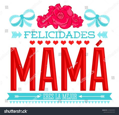 Vektor Stok Felicidades Mama Congratulations Mother Spanish Text Tanpa