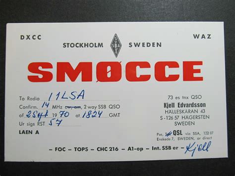 4382 Amateur Qsl Card Radio Hagersten Sweden Ebay
