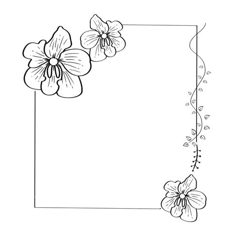 Simple Flower Border Flower Drawing Border Drawing Flower Sketch Png