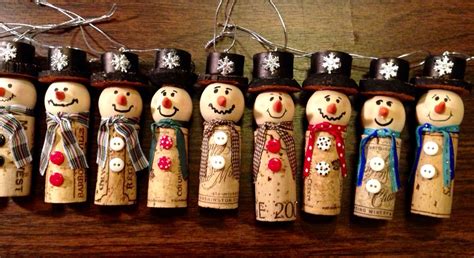 Wine Cork Snowmen Ornaments Cork Crafts Christmas Wine Cork Crafts