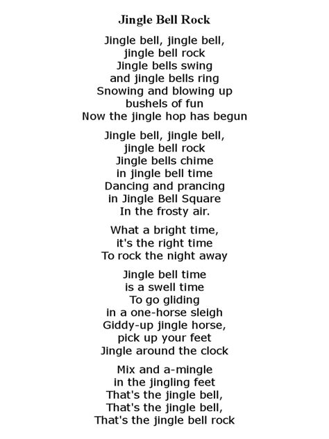 Jingle Bells Lyrics Printable
