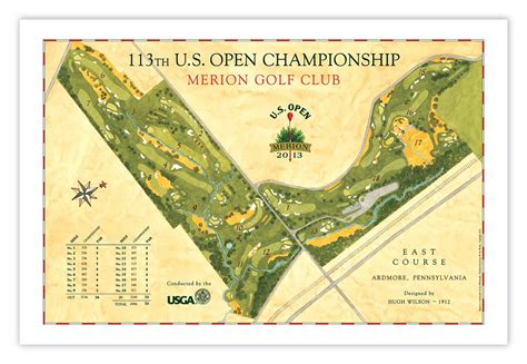 Signed 2013 Us Open Course Map Of Merion Golf Club