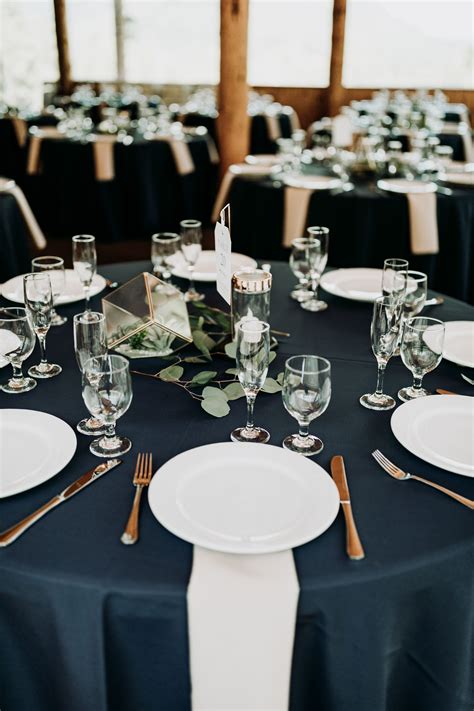 Navy and gold wedding table setting Blue Wedding Decorations, Wedding