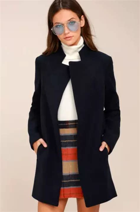 Pin By Katherine On Personal Style Navy Blue Coat Womens Fashion