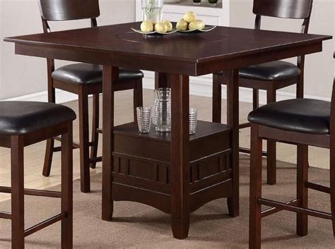 Teak dining table with lazy susan center. POUNDEX Furniture - 5 Piece Counter Height Dining Table ...
