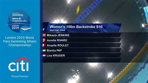 Womens 100m Backstroke S10 Final London 2019 Youtube