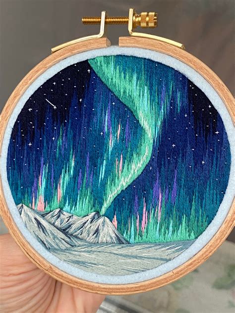 the new work with aurora borealis ️nobody can t stop me to embroider it😁 embroidery