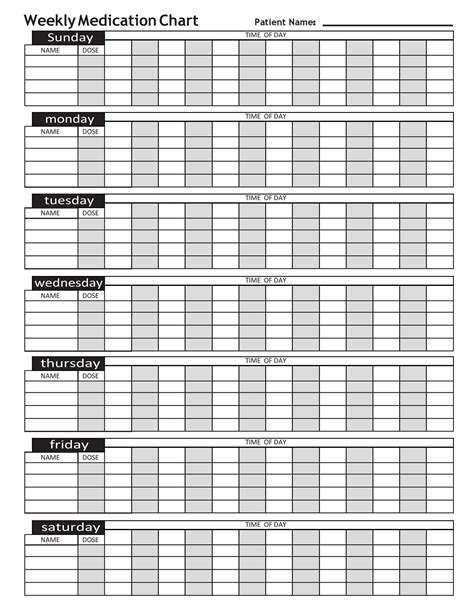 Printable Daily Medication Schedule Template Excel