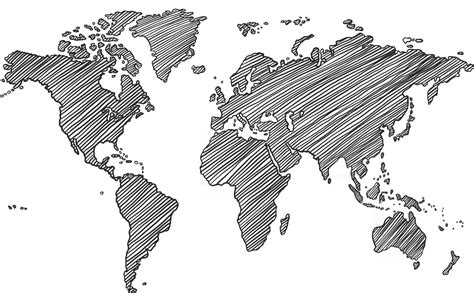 Freehand World Map Sketch On White Background 3013057 Vector Art At