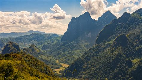 Photo Laos Nature Mountains Hill Forest Scenery Clouds 3840x2160