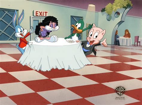 Tiny Toons Original Production Cel With Matching Drawing Buster Babs Plucky And Hamton