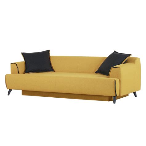 Big sofa mit schlaffunktion und bettkasten. Bigsofa Leddy (mit Schlaffunktion) - Webstoff - Senfgelb ...