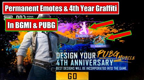 Get Permanent Emote And 4th Anniversary Graffiti In Bgmi And Pubg Youtube