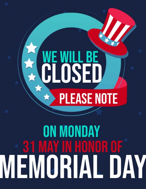 Copy Of Memorial Day Shop Closed Notice Template Postermywall