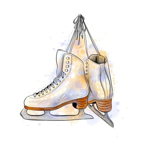 Premium Vector Pair Of Figure Ice Skates From A Splash Of Watercolor