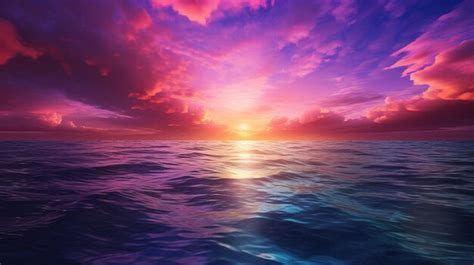 Premium Ai Image A Colorful Sunset Over The Ocean With The Sun