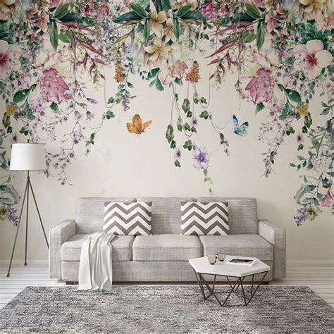 Custom Wallpaper Mural Watercolor Flower Nordic Pastoral Bvm Home