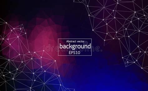 Abstract Dark Purple Polygonal Space Background With Connecting Dots
