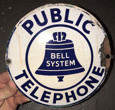 Original 1920s Porcelain Public Telephone Sign Antique Bell System Gas