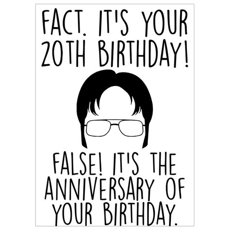 Funny 20th Birthday Card Dwight Schrute Funny Birthday Card Etsy
