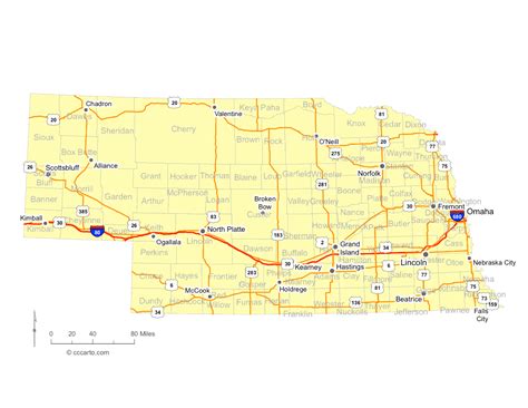 Road Map Nebraska Highway Map