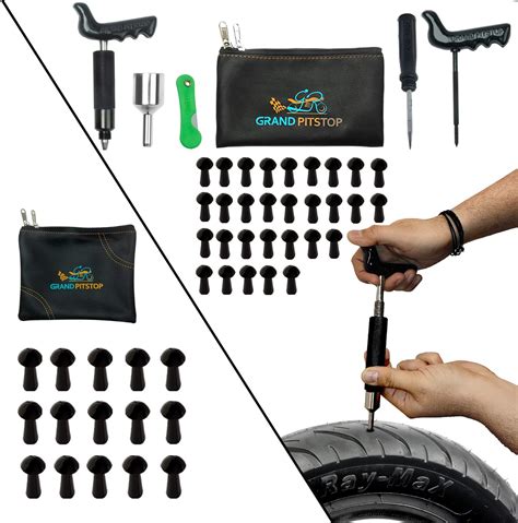 Amazon Com GRAND PITSTOP Tubeless Tire Puncture Repair Kit For Motorcycle And Cars With